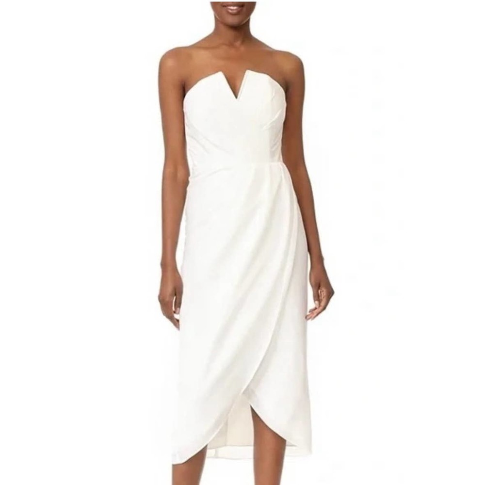 Yumi Kim Glamour Night Midi White Strapless Dress Womens Medium Bridal Cocktail